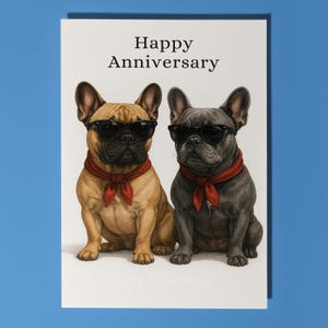 Dog Breeds Collection -  French Bulldog Dogs Duo - Anniversary Card - Funny Animal - Premium Greeting Card Envelope - Personalised card