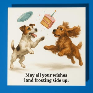 Jack Russell Terrier e Cocker Spaniel - Cartão de Feliz Aniversário - Envelope de Cartão de Saudações Premium Cartão de cachorro engraçado personalizado Amigo Família