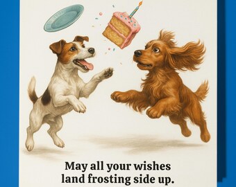 Jack Russell Terrier and Cocker Spaniel - Happy Birthday Card - Premium Greeting Card Envelope Personalised funny dog card Friend Family
