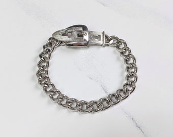 Lovely Vintage Silver-tone Link Chain Buckle Bracelet by AVON Jewellery