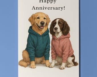 Dog Breeds Collection - Labrador and Spaniel dogs - Anniversary Card - Funny Animal - Premium Greeting Card & Envelope - Personalised card