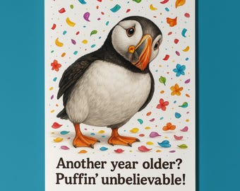 Puffins Collection - Don’t Look Away Collection – Puffin  Birthday Card - Funny Animal - Premium Greeting Card Envelope - Personalised card