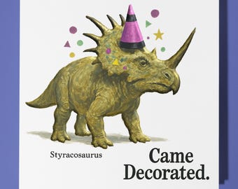 Dinosaur Styracosaurus  - Birthday Card - Personalised card - Funny Animal Card - Premium Greeting Card & Envelope Mum  Son Sister Friend