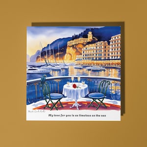 Fait main dans le port de Monaco de Monte-Carlo au coucher du soleil - Mon amour pour vous est aussi intemporel que la mer Love Card Carte de voeux premium avec enveloppe