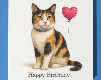 Cat Breeds Collection - Shorthair Calico Cat - Happy Birthday Card - Funny Animal - Premium Greeting Card & Envelope - Personalised card