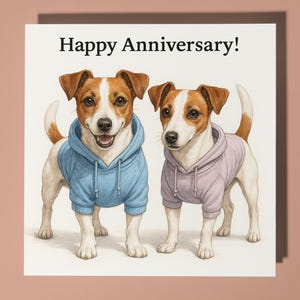 Jack Russell Terrier - Biglietto di auguri di buon anniversario - Animale divertente - Busta per biglietti di auguri premium - Biglietto personalizzato - Coppia marito moglie
