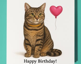 Cat Breeds Collection - European Shorthair cat - Happy Birthday Card - Funny Animal - Premium Greeting Card & Envelope - Personalised card