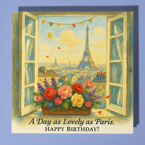 Cartão França - Um dia tão lindo quanto Paris - Cartão de feliz aniversário - Cartão de felicitações premium e envelope - Família, amiga, irmã, namorada, namorado