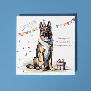 Feito à mão bonito raça pastor alemão com presente cartão de feliz aniversário engraçado animal cartão amantes dos animais cartão de felicitações premium e envelope