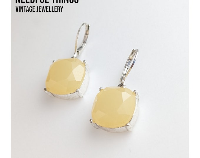 Elegant Jewellery Joan Rivers Vintage Yellow Citrine Crystal Glass Earrings