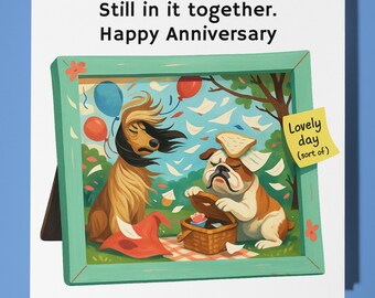Framed for Love Collection - Dogs - Still in it together - Happy Anniversary Card - Premium Greeting Card & Envelope - Personalised card