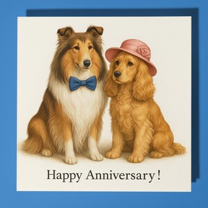 Collie et Cocker Spaniel - Carte de joyeux anniversaire Funny Animal - Enveloppe de carte de voeux Premium - Carte personnalisée - Couple mari femme