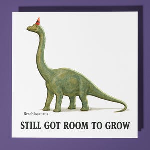 Dinossauro Brachiosaurus - Cartão de aniversário - Cartão personalizado - Cartão de animal engraçado - Cartão de felicitações e envelope premium Mãe, pai, filho, irmã, amiga
