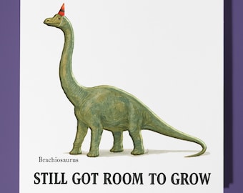 Dinosaur Brachiosaurus - Birthday Card - Personalised card -  Funny Animal Card - Premium Greeting Card & Envelope Mum Dad Son Sister Friend