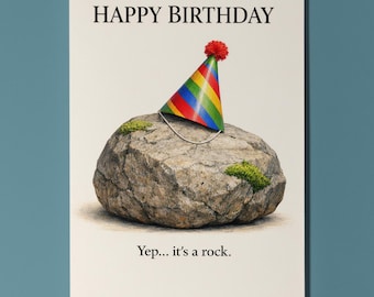 Yep... It's a rock. Happy Birthday Card Premium quality Greeting Card and Envelope Personalised Friends Family members
