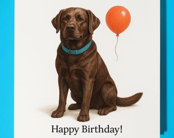 Dog Collection - Brown Labrador Retriever Dog - Happy Birthday Card - Funny Animal - Premium Greeting Card & Envelope - Personalised card