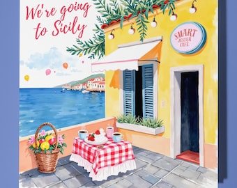 We're going to Sicily - Italy  Card - Premium Greeting Card & Envelope - Personalised Countries Cities cards - Couple Family Friend Wife
