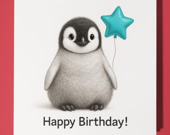 Animal Hugs Collection - Ice Ice Baby Penguin - Birthday Card - Funny Animal - Premium Greeting Card & Envelope - Personalised card - Friend
