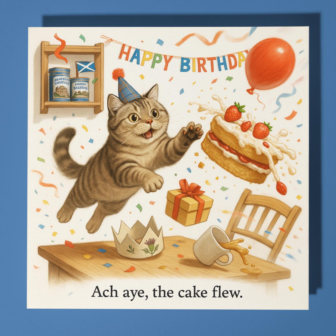Tabby Cat Birthday Card – Funny Animal Greeting Card - Personalised ...