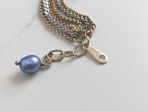 Lovely Gold and Silver-tone Multi-chain Grey Pear… - image 5
