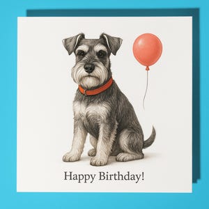Dog Breeds Miniature Schnauzer Happy Birthday Card - Funny Animal - Premium Greeting Card & Envelope - Personalised Dog card - Friend Family