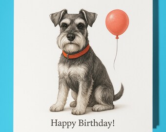 Dog Breeds Miniature Schnauzer Happy Birthday Card - Funny Animal - Premium Greeting Card & Envelope - Personalised Dog card - Friend Family