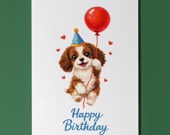 Springer Spaniel Birthday Card Personalised Balloon Cute Puppy Dog Lover Gift