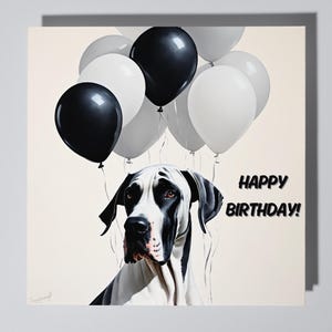 Handgemaakte Duitse dog gelukkige verjaardagskaart - grappig dier - premium wenskaart en envelop - gepersonaliseerde hondenkaart - moeder vader zoon zus