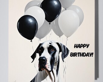 Handmade Great Dane dog Happy Birthday Card - Funny Animal - Premium Greeting Card & Envelope - Personalised Dog card - Mum Dad Son Sister