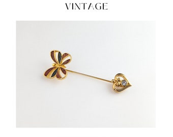 Enchanting Jewellery Butterfly Enamel Brooch Pin with Heart Lock