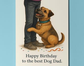 My Human Is the Best Collection - Border Terrier Happy Birthday to the best dog Dad Card - Funny Premium Greeting Card Envelope Personalised