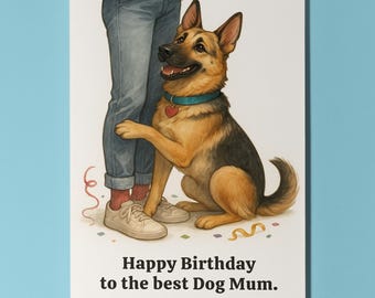 My Human Is the Best Collection German Shepherd Happy Birthday to the best dog Mum Card Funny Premium Greeting Card Envelope Personalised