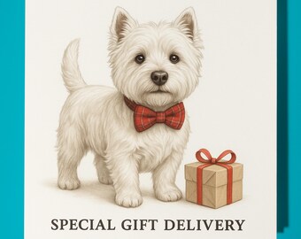 West Highland White Terrier - Special Gift Delivery - Happy Birthday Card - Premium Greeting Card & Envelope - Personalised funny dog card