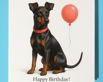 Dog Breeds Collection - Manchester Terrier - Happy Birthday Card - Funny Animal - Premium Greeting Card & Envelope - Personalised Dog card