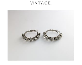 Dazzling Jewellery 1980 Vintage Half-Hoop Earrings Sparkling Statement of Luxury