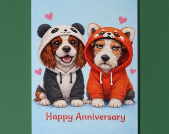Springer Spaniel Wire Fox Terrier Anniversary Card Personalised Panda Red Panda Hoodie Dog Lover Gift