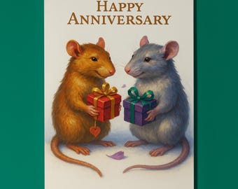 Two Rats - You Give, I Give, We Love - Happy Anniversary Card - Funny Animal - Premium Greeting Card Envelope - Personalised card - Couples