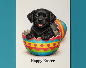 Dog Breeds - Labrador dog - Cracking open a day full of joy! Happy Easter Card Funny Premium Greeting Card Envelope Personalised - Friends