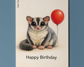 Animal Hugs Series Sugar Glider: Sweetest flyer Happy Birthday Card  Premium Greeting Card Envelope Personalised Friends Family members
