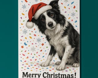 Border Collie Dog - Don’t Look Away - Merry Christmas Card - Funny Dog Breeds - Premium Greeting Card & Envelope Personalised card - Friend