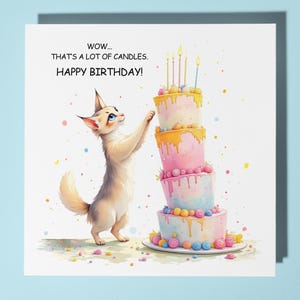 Carte de joyeux anniversaire chat - animal drôle - carte de voeux premium et enveloppe - carte chat personnalisée - petit-fils petite-fille fille fils maman