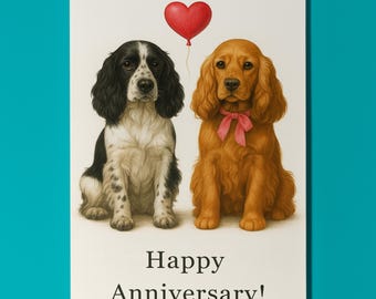 Dog Breeds Collection - Spaniel Dogs - Happy Anniversary Card - Funny Animal - Premium Greeting Card & Envelope - Personalised card - Couple