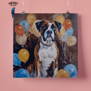 Elegante stampa artistica da parete raffigurante un cane Boxer, regalo perfetto per gli amanti degli animali, 295 mm x 295 mm, carta opaca da 300 g/m², senza cornice