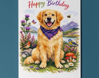 Golden Retriever Professional Ball Collector Happy Birthday Card Funny Premium Greeting Card Envelope Personalised Dog Breeds Friends Family