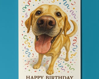 Dog Breeds Collection - Snout Party - Labrador Dog - Happy Birthday Card - Funny Animal -Premium Greeting Card Envelope - Personalised card