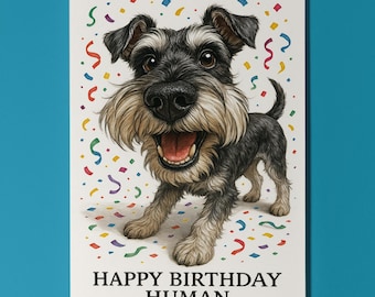 Dog Breeds Collection - Snout Party - Schnauzer Dog - Happy Birthday Card - Funny Animal -Premium Greeting Card Envelope - Personalised card