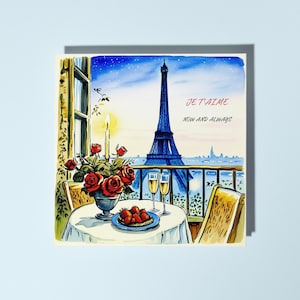 Tour Eiffel faite main sous un ciel étoilé - Carte Jetaime Now and Always Love, carte de voeux premium avec enveloppe