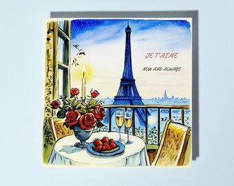 Handmade Eiffel Tower under a starry night sky - Jetaime Now and Always  Love Card Premium Greeting Card With Envelope