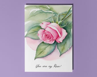 Handmade Beautiful Rose You are my Rose! Love  Love Card Premium Greeting Card & Envelope