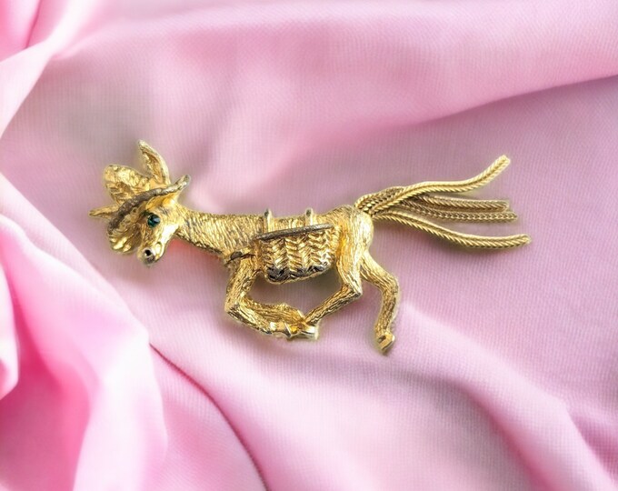 Lovely Vintage Jewellery Figural Donkey Brooch Pin